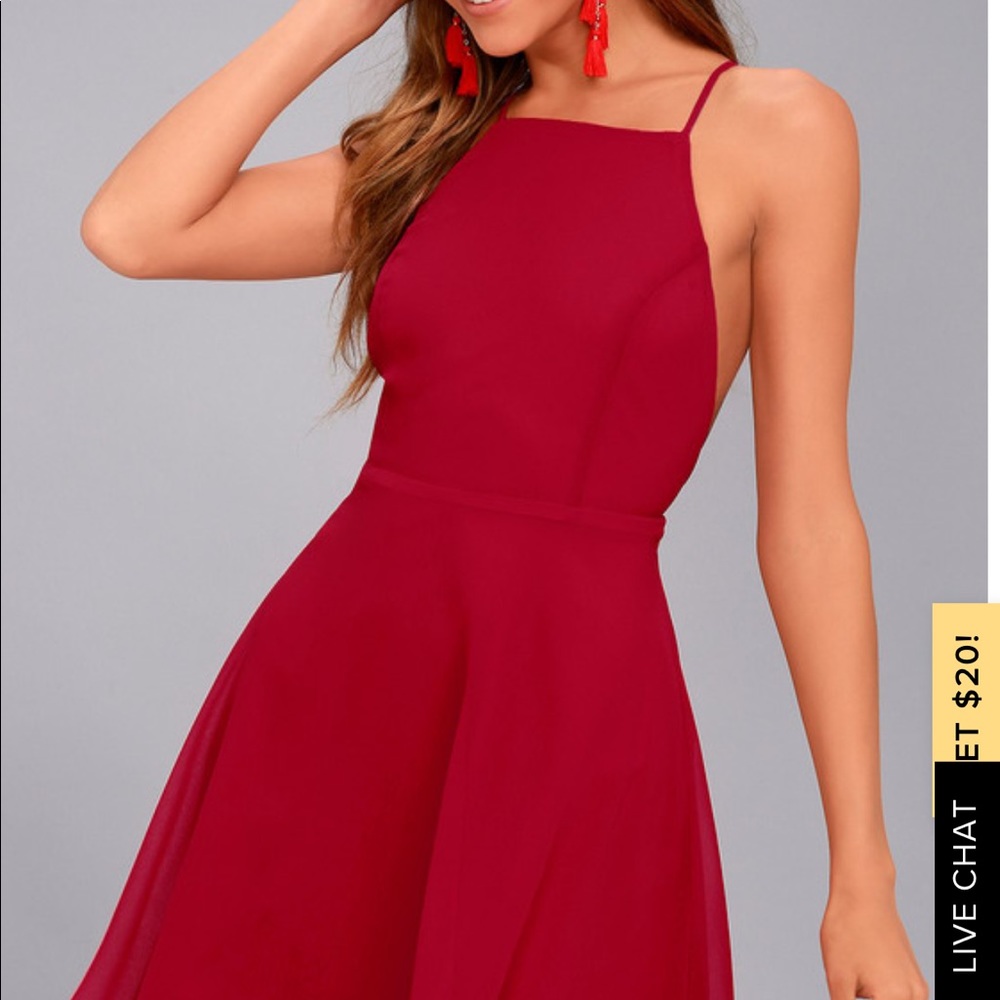 Red Cross Back Mini Asymmetrical Dress